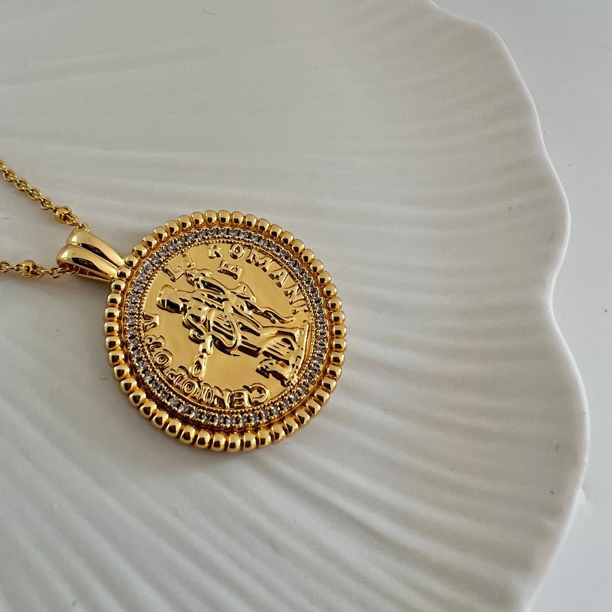 Cubic Coin Gold Lunar Cubic Zirconia Coin Necklace – Suburban Muse
