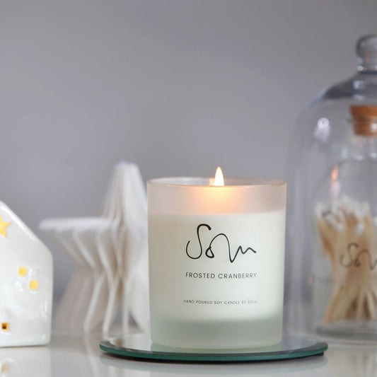 Solu Frosted Cranberry Soy Wax Candle: 125g