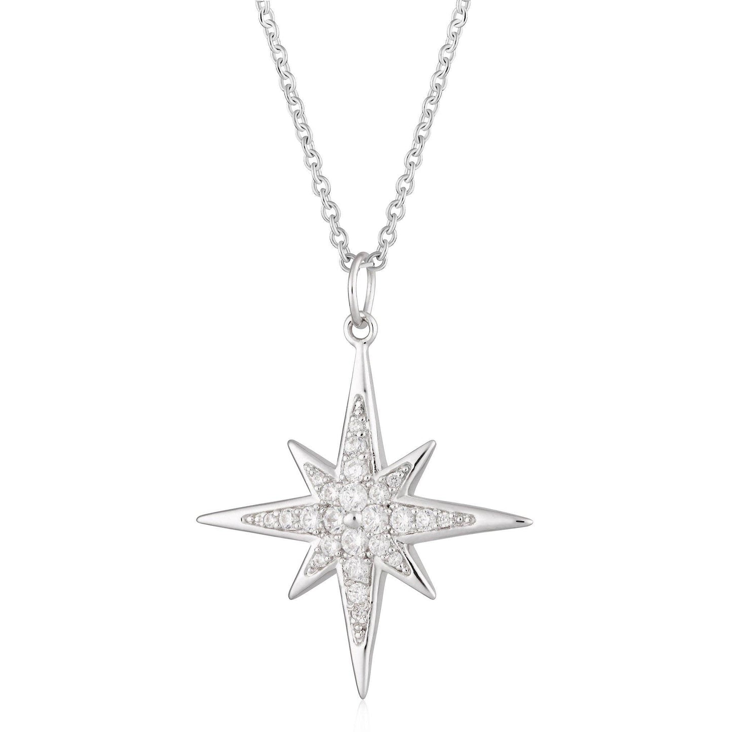 Scream Pretty Large Sparkling Starburst Necklace: Rhodium Plated