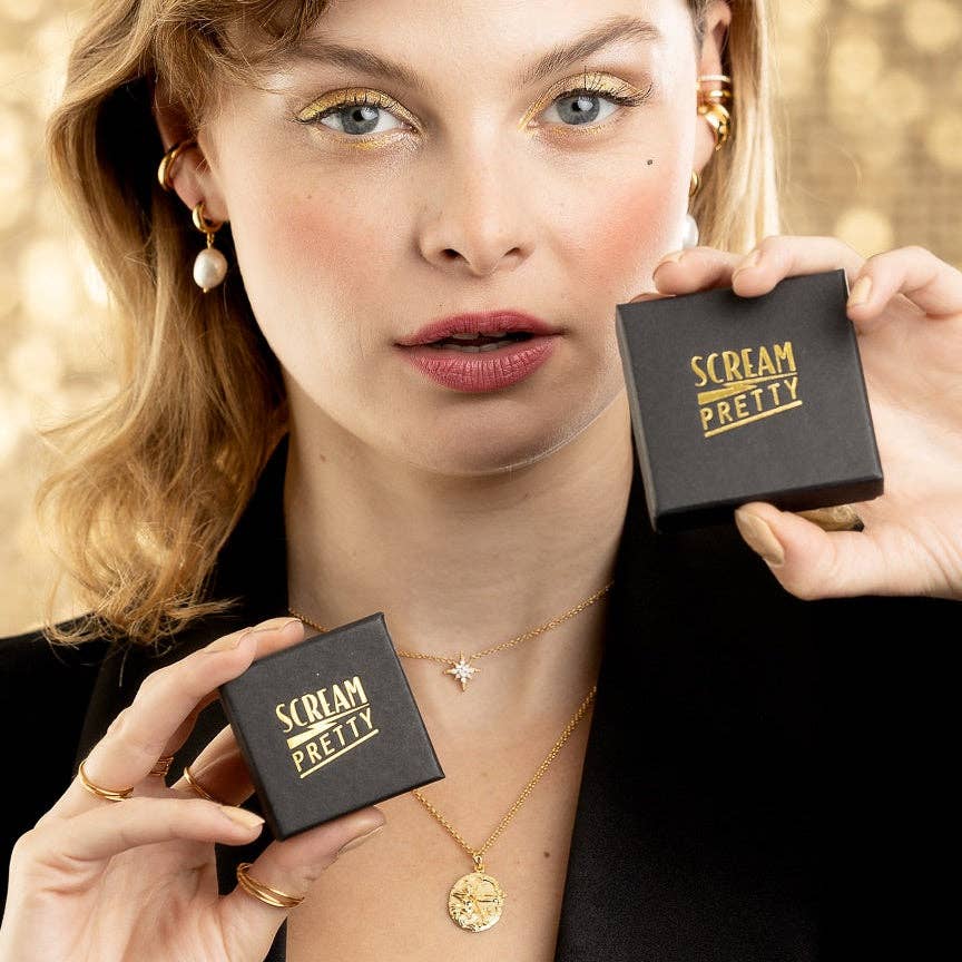 Scream Pretty Starburst Necklace with Slider Clasp: Rhodium Plated