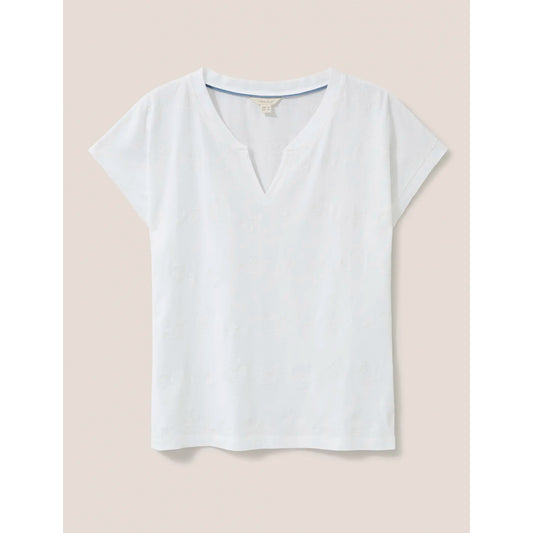 White Stuff Nelly Notch Embroidered Tee